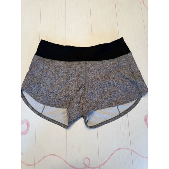 lululemon athletica Pants - Lululemon Speed Up Short Heathered Gray Black Running Shorts Size 8 Tall